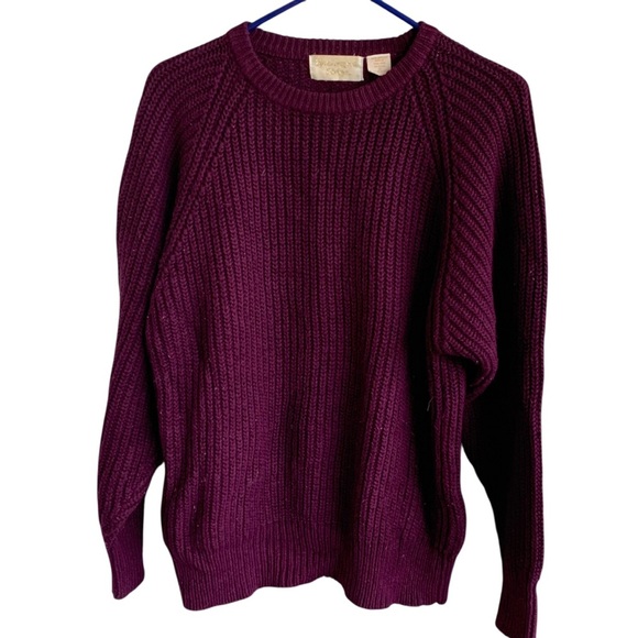 Vintage Blank Crewneck Sweater Adult Large Mens Women 70s 80s Knit Dark Academia - Picture 1 of 6